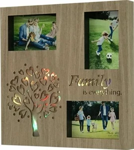 Family Tree Wooden 4"x6" Collage Photo Picture Frame LED Light Up Colour Change - Bild 1 von 9