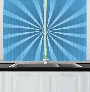 Vintage Blue Kitchen Curtains 2 Panel Set Window Drapes 55" X 39" Ambesonne - Picture 1 of 31