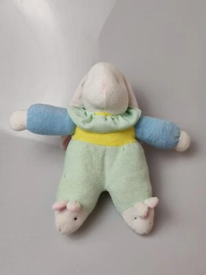 Carters Terry Cloth Rabbit Plush Bunny Pastel Color Block Prestige Stuffed Toy - Image 1 of 3