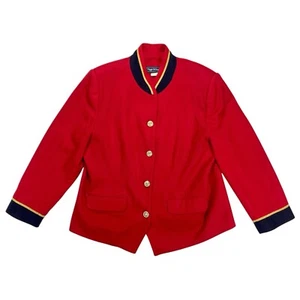 Maggie McNaughton Wool Blazer Size 16W Red Y2K Holiday Festive Christmas Jacket - Picture 1 of 18