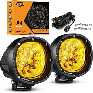 Auxbeam 4 Inch 90W LED Amber Fog Lights 9000LM Yellow Flood Lights RoundOffroad - Picture 1 of 8