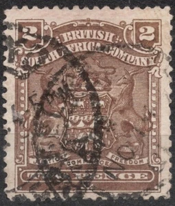 SG79 Mi:#60 1898 2d British South Africa Company Coat of Arms 1898-1909 used - Imagen 1 de 2