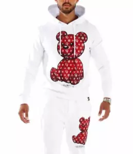 Avenue George V Paris Hoodie White Tracksuit 2 piece Set jugging suit Teddy 2XL - Picture 1 of 5