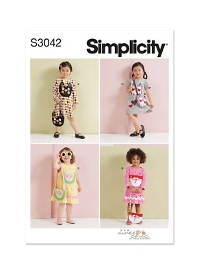 SIMPLICITY 3042 TODDLERS DRESSES & PURSE Sewing Pattern AGES 6 MTH - 4 YEARS - Image 1 of 4