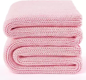 Knitted Weighted Blanket(Pink 50"X60" 10Lbs),Home Décor Cooling Throw Blanket fo - Picture 1 of 8