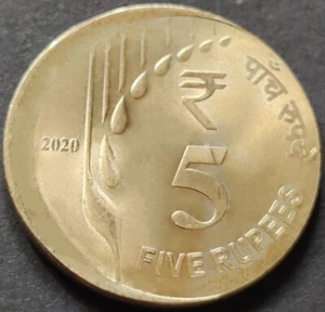India Rs 5, AU Error Coin 2020, Calcutta Mint, 'OFF CENTER' , Ni-Br (S21) - Picture 1 of 2