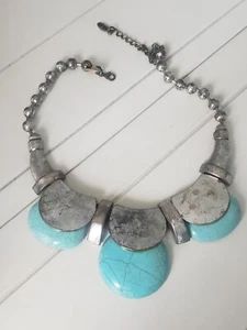 Eben Turquoise Choker Necklace Heavy Chunky New Mexico Western - Picture 1 of 12