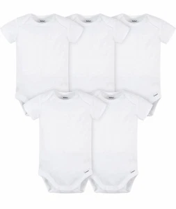 Short Sleeve Onesie Bodysuits Gerber Unisex Baby 5 Pack White Cotton 12 Months - Picture 1 of 4
