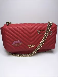 NWT Victoria’s Secret Quilt Bond Street Shoulder Bag Red Chain Strap Studded - Picture 1 of 18