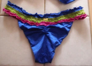 Beach Bunny L Blue/Pink/Green Ruffle Bikini Bottom Dream of Eve - Picture 1 of 5