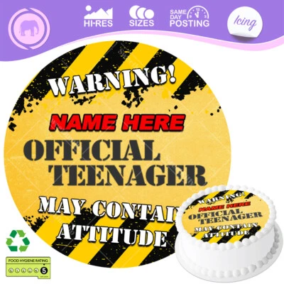 SWEETJUMBO 13th Birthday Cake Topper Official Teenager Personalised Any Age Edible Icing