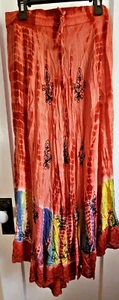 NWT Double Decker women free size Hippie Maxi skirt weaving irregularities dyed - Picture 1 of 12