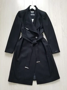 Ted Baker Rose Wool Wrap Coat Black Size 3 UK 12 Belted Cashmere BNWT £339 - Picture 1 of 16