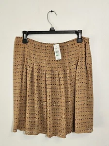 NWT LOFT Womans Beige Geometric Mini Pleated Skirt Sz. 6P Petite Side Zip Lined - Picture 1 of 8