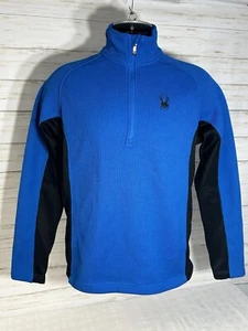 Suéter SPYDER CORE 1/2 Cremallera Chaqueta Pullover Forrado de Vellón Negro Azul Para Hombres MEDIANO - Imagen 1 de 14