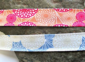 1 m Schrägband Blume blau beige organge rot 20 mm Nähen Stricken Baumwolle  - Bild 1 von 6