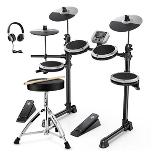 🥁 Donner DED-80 Electric Drum Set With Throne Headphones Melodics Lesson Gray - Picture 1 of 12