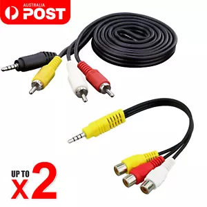 AUX 3.5mm to 3RCA AV Audio Video Male/Female Converter Cable DVD TV Cord Adapter - Picture 1 of 8