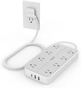 Power Strip Surge Protector with 8 Outlet USB C Ultra Thin Flat Plug - Picture 1 of 6