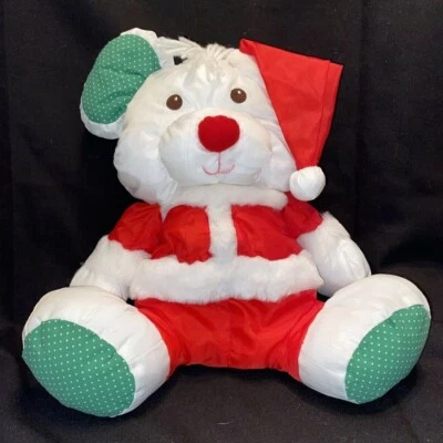 Fisher Price Christmas Puffalumps Santa Teddy Bear Plush Toy Vintage 12" - Image 1 of 4