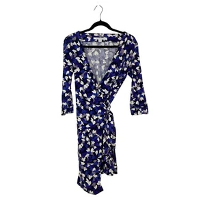 Diane von Furstenberg Wrap Dress Women's 10 Floral Midi Purple - Picture 1 of 6