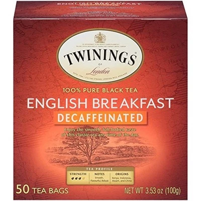Bolsas de té de hierbas para desayuno inglés descafeinado Twinings of London, 50 unidades Foto 1 de 3
