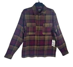 Camisa Billabong Franela Abotonada Para Hombre Talla Pequeña Cuadros Roja/Marrón NUEVA - Imagen 1 de 8