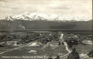 RPPC Leadville, CO Panorama der Stadt mit Mt Massive die Entfernung Lake County - Bild 1 von 2