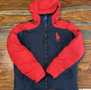 Polo Ralph Lauren Down Puffer Jacket Big Pony Navy Blue Red Men’s Size XL - Picture 1 of 8