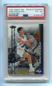 1998 Finest Pre-Production w/ Coating PP4 John Stockton PSA 6 EXMT Pop 1 Highest - Picture 1 of 2