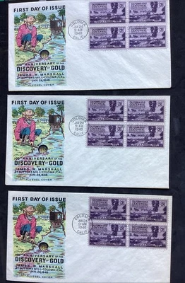 1 FLUEGEL PLATE BLOCK FDC 100th ANNIVERSARY DISCOVERY GOLD COLOMA, CA 1948 - Image 1 of 3