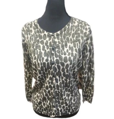JOSEPH A. - SPARKLY INK-SPOT CARDIGAN SWEATER - Petite LARGE - Image 1 of 4