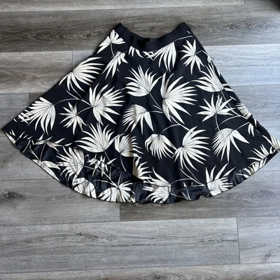 Tommy Bahama Falda 100% Seda Estampado Hoja Pequeña 4/6 Negro Blanco Hawaii Foto 1 de 4
