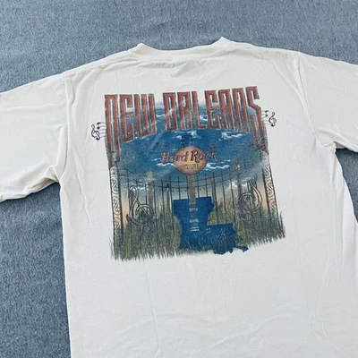 Hard Rock Cafe New Orleans Shirt Adult Small Off White Vtg Y2k Double Sided Tee - Image 1 of 4