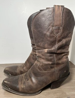 Durango Marrón Cuero Western Slouch RD3494 Vaquera Motociclista Botas Para Mujer 8M Foto 1 de 4