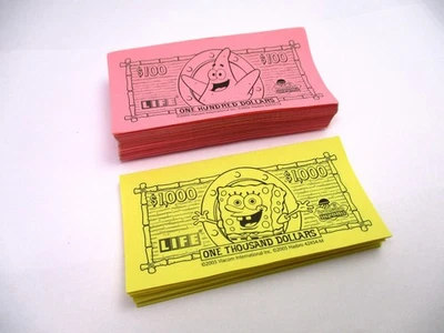 2005 Hasbro The Game Of Life SpongeBob Game Replacement Money 1,000 & 100 Bills - Image 1 of 4
