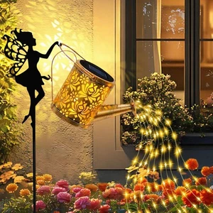 1/2PACK Solar Watering Can Lights Metal Garden Hanging LED String Lights Outdoor - Picture 1 of 13