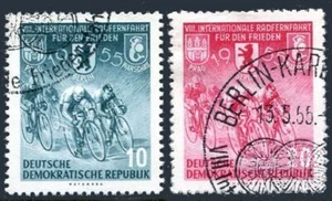 Germany-GDR 239-240, CTO. Michel 470-471. 8th Bicycle Peace Race, 1955. - Picture 1 of 1