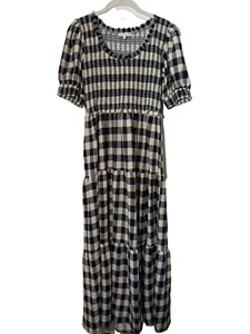 Anthropologie Moon River Size Medium Maxi Dress Checkered Ruffle Boho - Picture 1 of 5