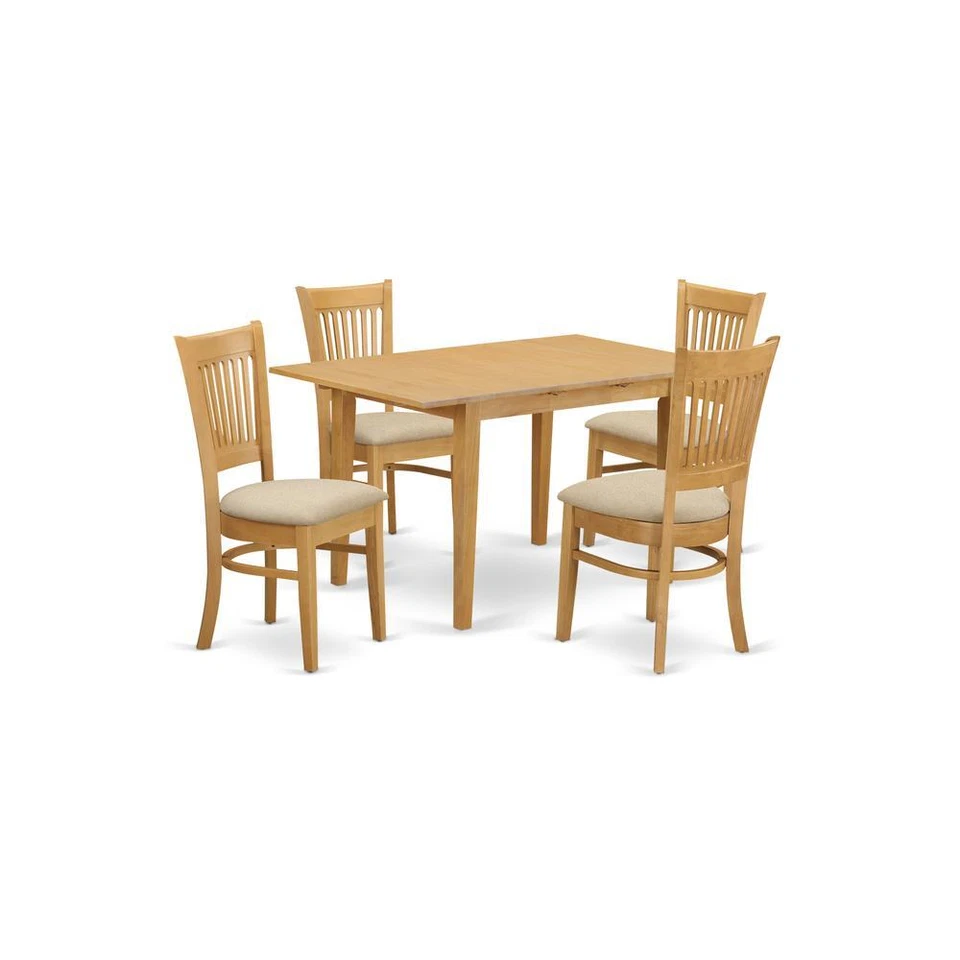 East West Furniture Norfolk Wood 5-Piece Dining Set With Oak Finish NOVA5-OAK-C