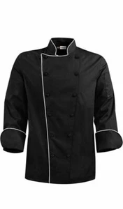 Black Color Unisex Chef Coat Restaurant & Bakery Costume Cook Shirt Jacket - Picture 1 of 2