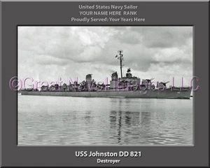 USS Johnston DD 821 Personalized Canvas Ship Photo Print Navy Veteran Gift - Picture 1 of 1