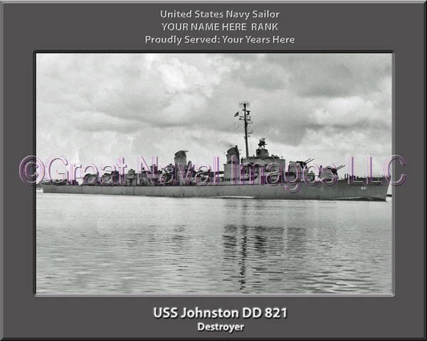 USS Johnston DD 821 Personalized Canvas Ship Photo Print Navy Veteran Gift - Image 1 of 1