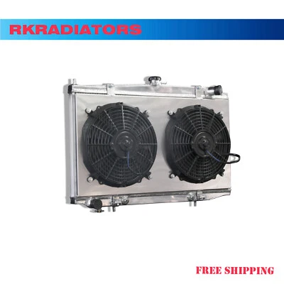 Radiador de aluminio Fit Nissan Altima GLE-E GXE L4 2,4 L 93-99 + cubierta del ventilador 2 filas Foto 1 de 4