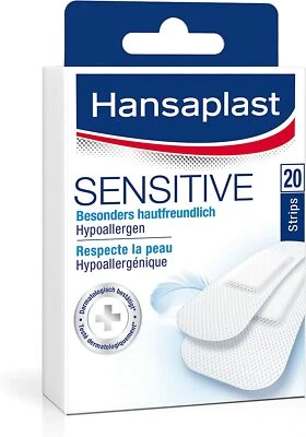 1x Hansaplast Sensitive Pflaster 20 Strips, hautfreundlich und hypoallergen