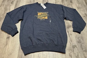 Vintage Fishing Sweatshirt Mens Large Blue Fisherman Embroidered Dad Gift NEW - Picture 1 of 5