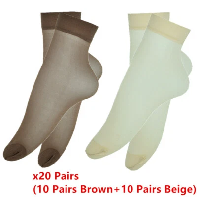 10-20 pares de meias femininas de seda nylon macio elástico curto tornozelo meias transparentes - Imagem 1 de 4