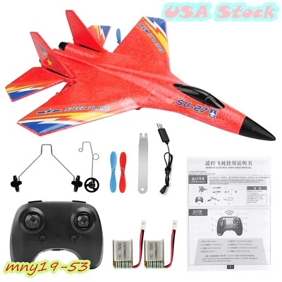 2.4G Remote Control Fighter Glider RC Airplane 2CH SU27 Fixed Wing RTF Kids Toys - Image 1 of 4