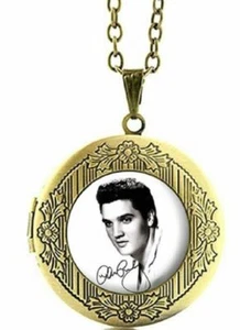 Elvis Presley The King of Rock Glass Domed Locket Style Metal Pendant Necklace - Picture 1 of 1