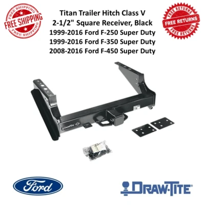 Enganche de remolque Draw-Tite 45508 Titan clase V, 2-1/2" para F-250, F-350, F-450 SD Foto 1 de 4